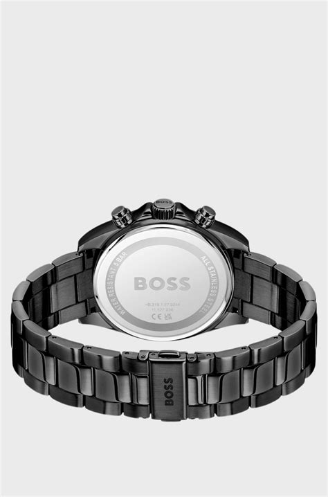 BOSS - HERO 2.0 Black-dial chronograph watch with tonal bracelet - Black