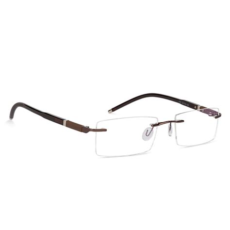 Buy Brown Rimless Rectangle Solid Air Fusion 002-C12 Eyeglasses at ...