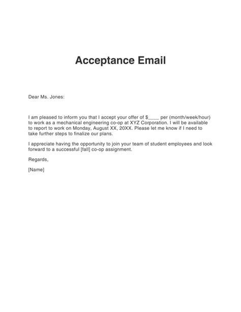 Offer Letter Acceptance Email 的图像结果