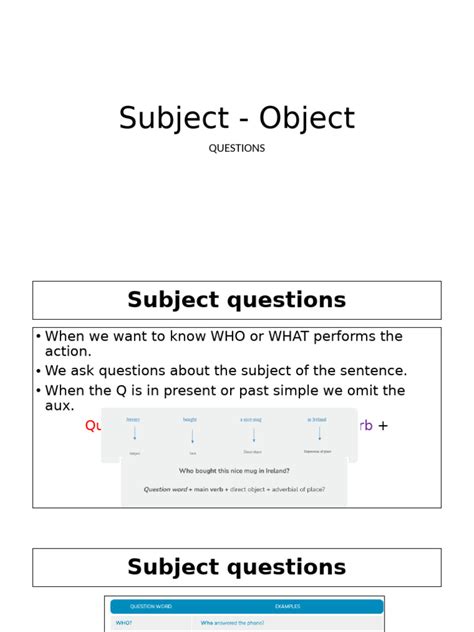 Image result for Examples Subject Question