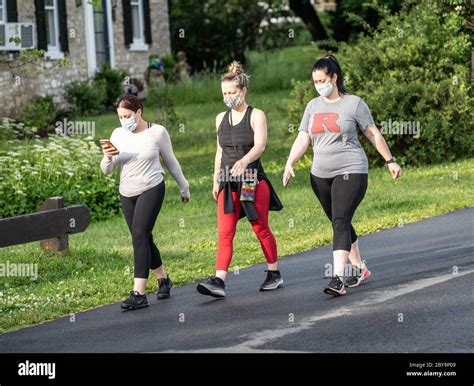 Berks County, Pennsylvania, USA- June 3, 2020: Three young women ...