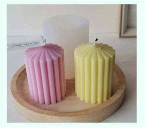 Radiance Store Ribbed Pillar Silicone Candle Mould, Cylindrical Shaped ...