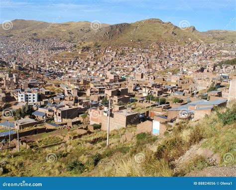 View of Puno city in Peru stock photo. Image of building - 88824056