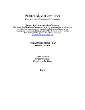 Risk Management Plan Template Forms - Fillable & Printable Samples for ...