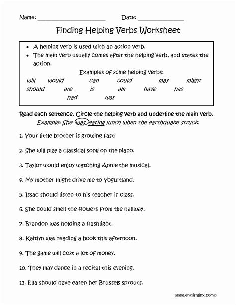 50 Linking And Helping Verbs Worksheet