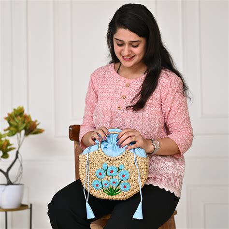 Embroidered Hand Bag |Cane Handbag for women – DecorTwist