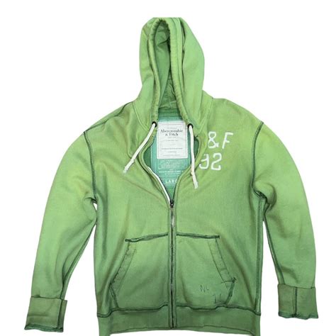 Green Abercrombie & Fitch zip-up hoodie with... - Depop