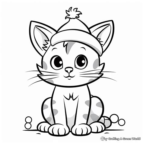 Christmas Cat Coloring Pages - Free & Printable!