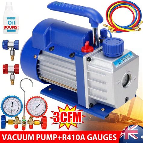 3 CFM Vacuum Pump Single Stage 1/4 HP Air Conditioning Manifold Gauge ...