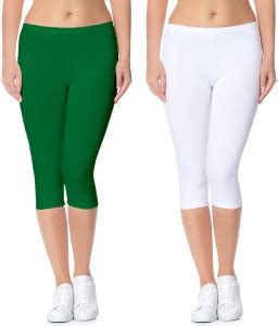 GAT Cotton Lycra 220 GSM Bio-Wash Women Green, White Capri - Buy GAT ...