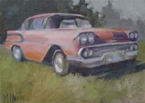 Pink Chevy Painting by Mary Hubley | Saatchi Art