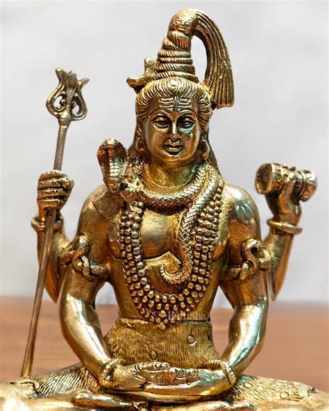 Buy Lord Shiva brass idol in Meditation posture 8 " - Budhshiv.com