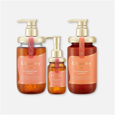 & Honey Creamy EX Damage Repair Shampoo, Treatment & Hair Oil Set 440ml ...