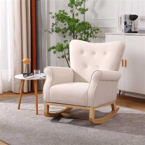 Triple Tree Upholstered Rocking Chair with Wing Back India | Ubuy