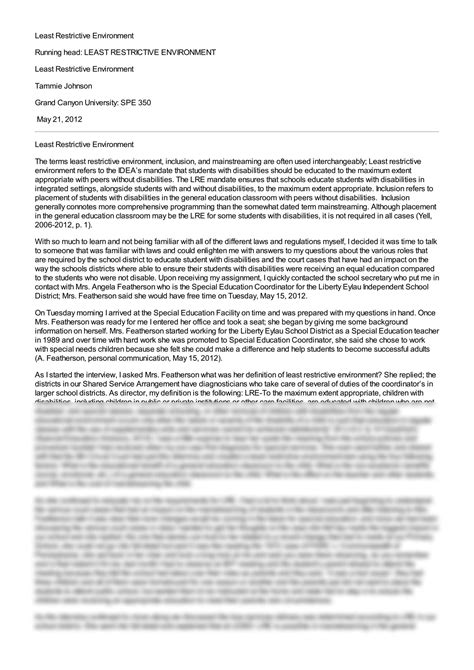 SOLUTION: The least restrictive environment and inclusion - Studypool