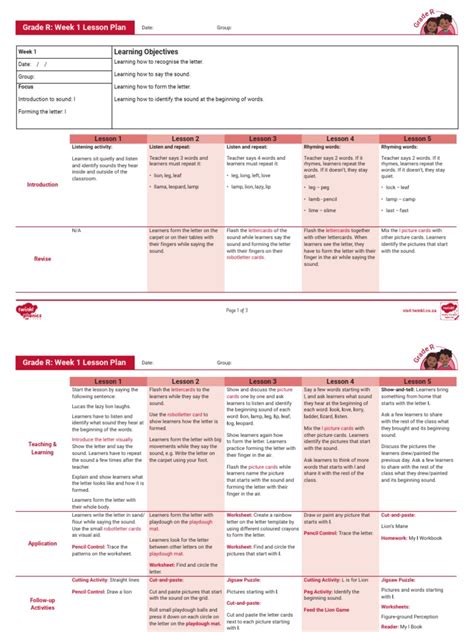 Image result for Grade R Lesson Plan