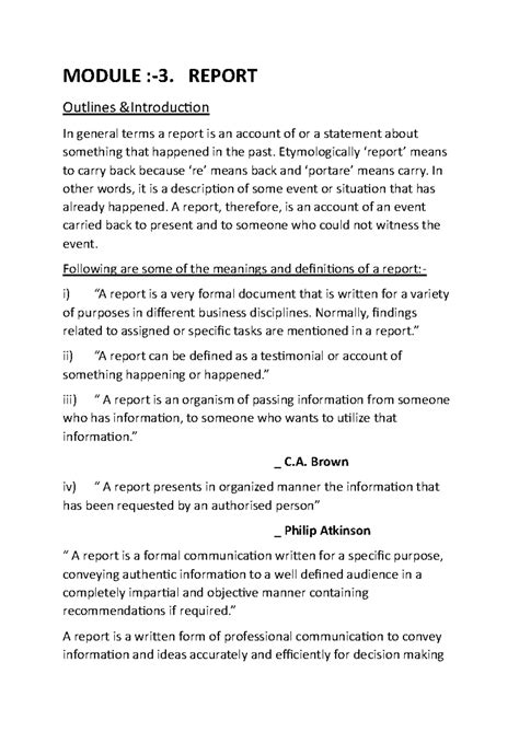 TW Module 3: Technical Writing Report for 3rd Sem CSE (AI) - Studocu