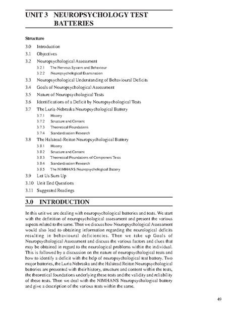 Unit 3: Neuropsychological Assessment & Test Batteries - IGNOU Notes ...