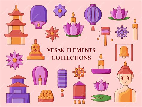 Premium Vector | Illustration of Vesak elements collections
