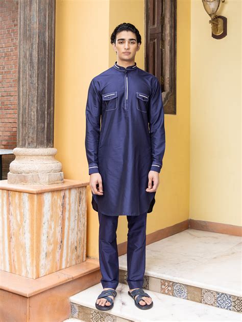 Navana Blue Katan Kurta Set – Thepatr