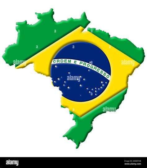 3D map of Brazil with colours of the Brazilian national flag Stock Photo - Alamy