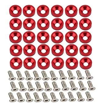 30 Pcs CNC Billet Aluminum Fender Washer Engine Bay Dress Up Kit (Red ...
