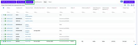 RAS - Manage Allocation