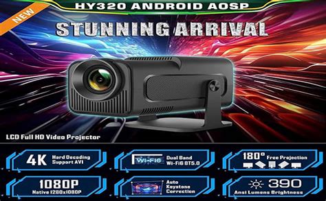 BIGASUO Hy320 Mini Portable Projector-5G WiFi 6,Bluetooth 5.0 and ...