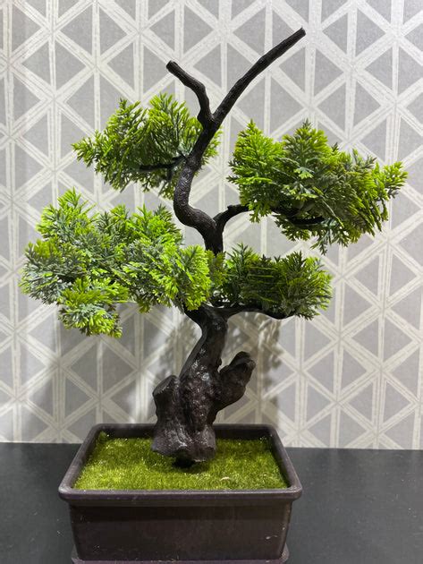 CONTEMPORARY BROWN RECTANGULAR INDOOR PLANT POT WITH ARTIFICIAL GREEN ...