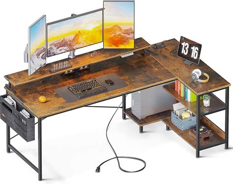 Buy ODK L Shaped 66 Inch Computer Desk with USB Charging Port & Power ...