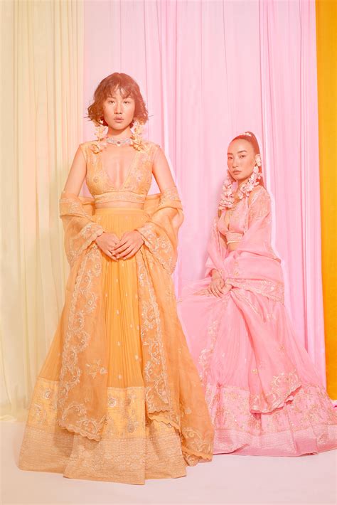 Baby Pink Crepe micropleated embroidered lehanga