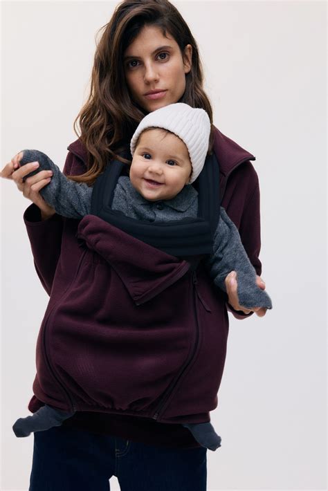 Women's Burgundy MAMA Before & After Babywearing fleece jacket | H&M IN