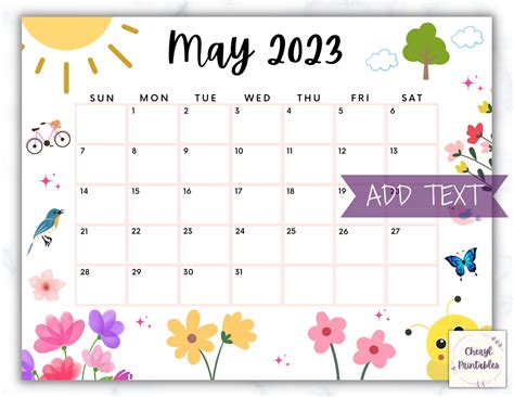 Editable may 2024 calendar printable wall calendar 2024 cute calendar ...