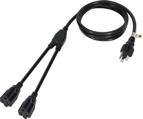 Amazon.com: 2 Way Power Cord Splitter Cable 6 Ft-3 Prong 1 to 2 ...