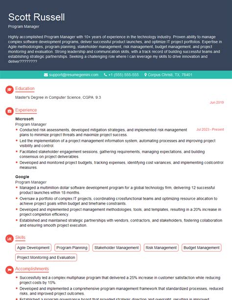 Image result for Program Manager Resume Sample