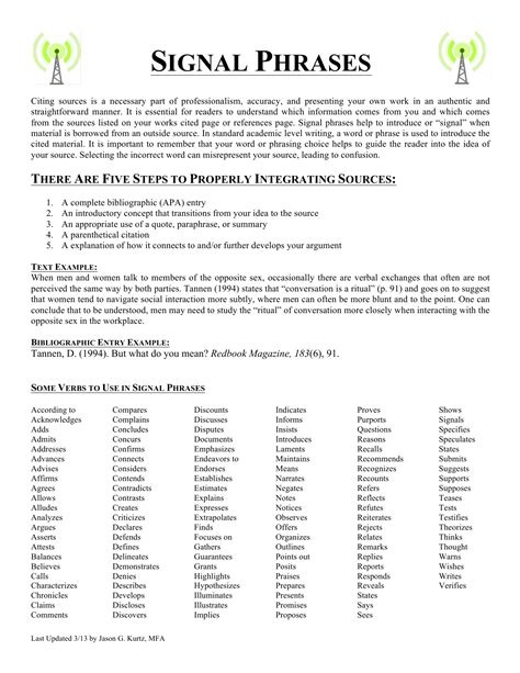 Signal Phrase Example