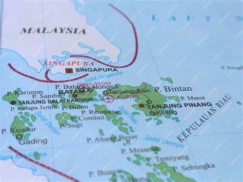 Premium Photo | Map of Riau Islands Karimun Island Batam Island parts of the border between ...