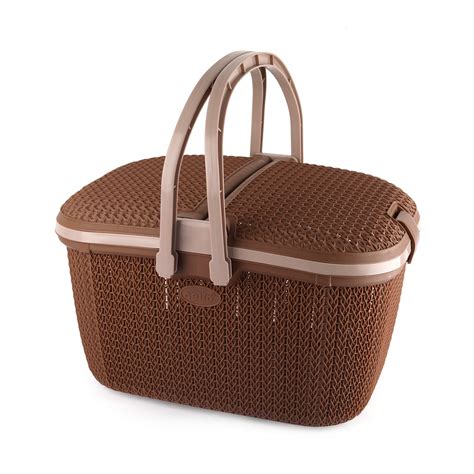 CELLO Knits Style Shopping Rectangular Basket, Brown, Plastic, Pack of ...