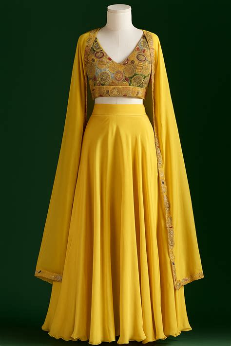 Indo-Western Hand Embroidered Silk Lehenga Set With Shrug – Fashiyano