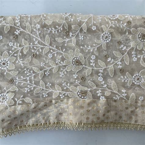 Ivory Love Floral Embroidered Chiffon Dupatta – anokherang