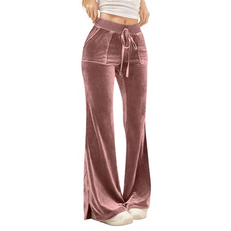 FRSASU Velvet Pants Women Lounge Comfy Womens Velour Flare Pants Casual ...