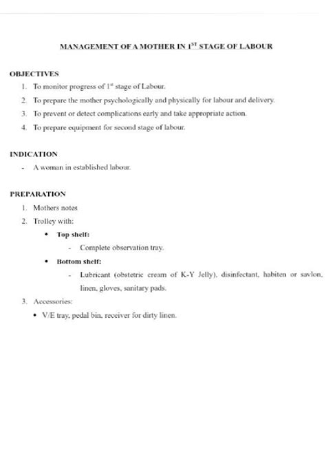 1st stage of labot - Bsc nursing - Studocu