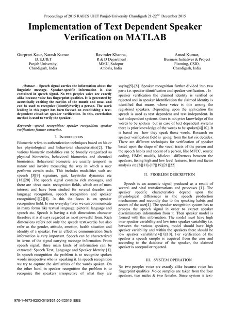 Image result for MATLAB Code of Speaker Verification