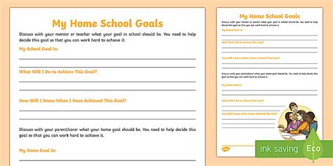 My Home-School Goals KS2 Worksheet (teacher made) - Twinkl