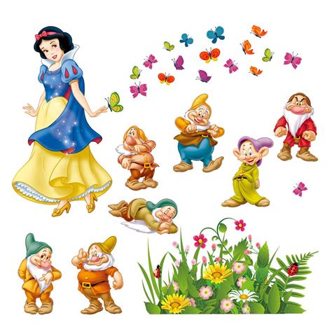 DecalMile Snow White and the Seven Dwarfs Wall Decals Princess Wall ...