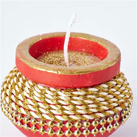 Buy Utsav Era Set of 4 Clay Matki Diya Candles from Home Centre at just ...