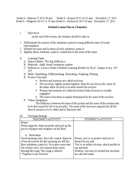 Chemistry Lesson Plan 的图像结果