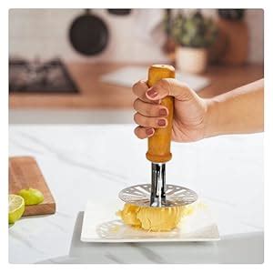 Buy Stainless Steel Potato Masher with Non-Slip Soft Grip Wooden Handle ...