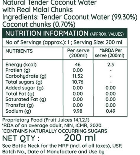 100% Natural Tender Coconut Water with Real Malai Chunks (Pack of 2 )