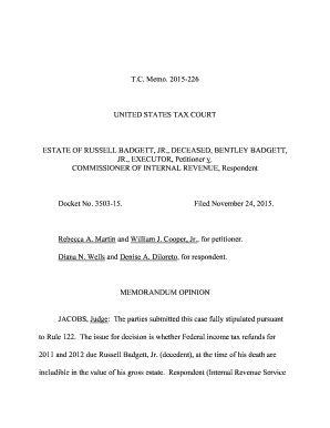 Fillable Online ustaxcourt Estate of Russell Badgett Jr Deceased ...